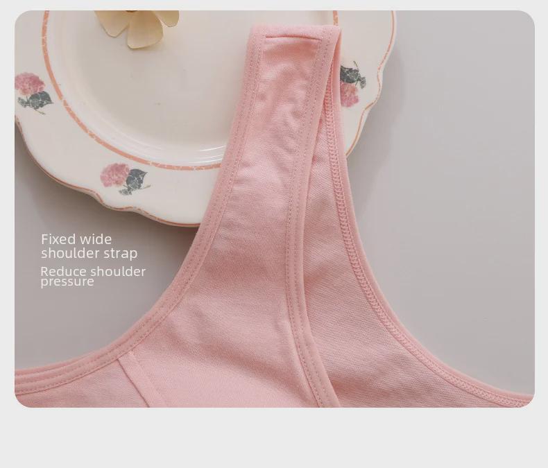 Zhangyan Pastoral Style Pure Cotton Bra: Large Cup, Front Buckle, Wide Back, Comfortable & Breathable for Middle-Aged and Elderly.