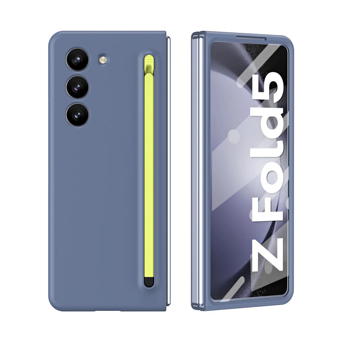 

Роскошный матовый чехол для Samsung Galaxy Z Fold 5 4 3 2, противоударный защитный чехол из жидкого кремния для полного экрана S Pen galaxy fold5