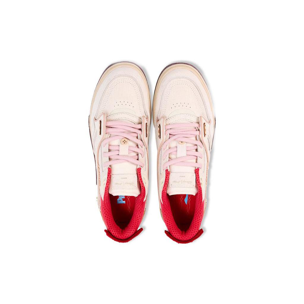 New Disney x LiNing 001 BTC Pinocchio Collection Anti Slip Wear Resistant Low Top Skateboard Shoes Men's White Brown Red AGCT059-1