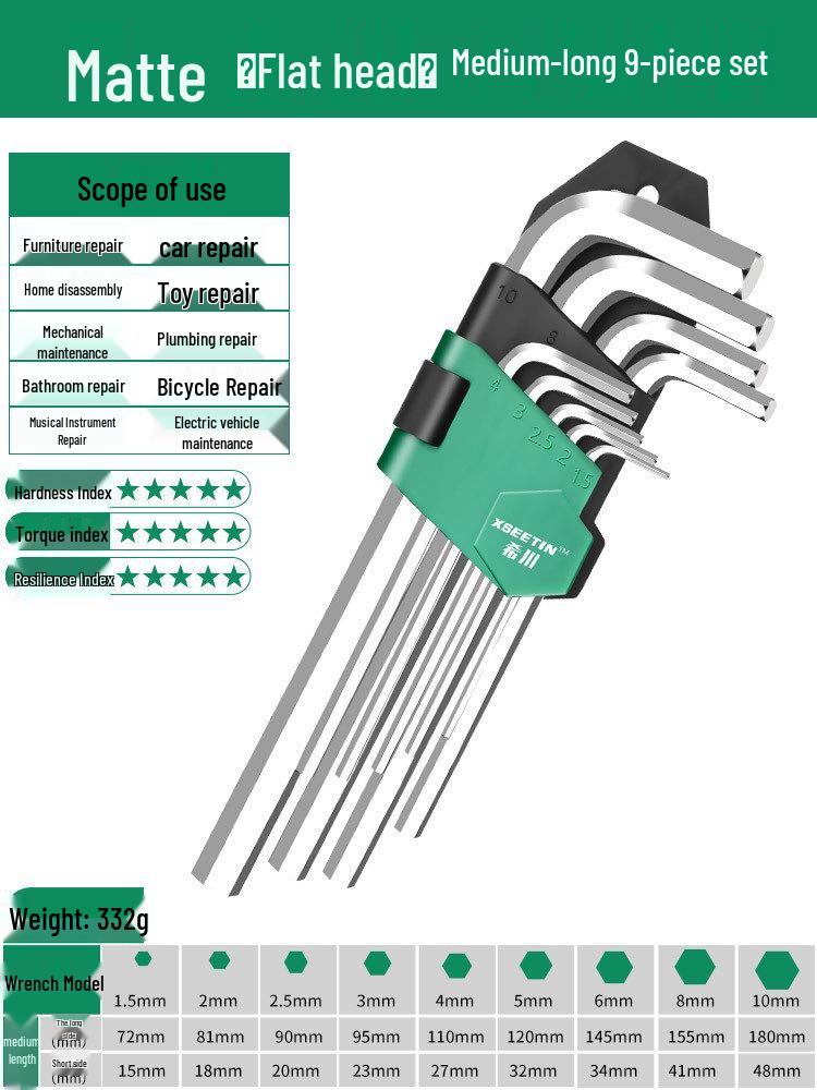 Hexagon Screwdriver and Wrench Set with Extended 6-Point Design