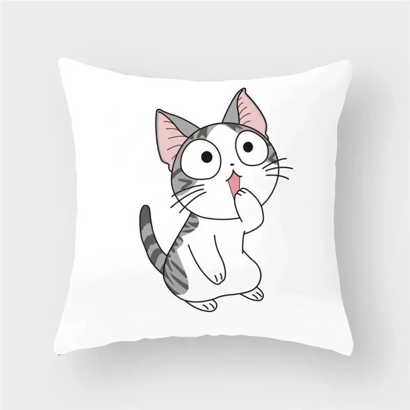45x45cm Funny Cute Cat Cushion Cover Cartoon Pet Pillowcase for Living Room Sofa Bedroom Home Decoration Pillowcase