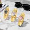 Fashionable Luxury Diamond Square Dial Alloy Strap Women's Quartz Watch, Suitable for Daily Wear, Christmas Gift