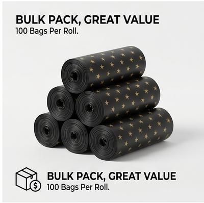 Thickened Drawstring Printed Trash Bags, Leak-Proof Household Kitchen Garbage Bags
