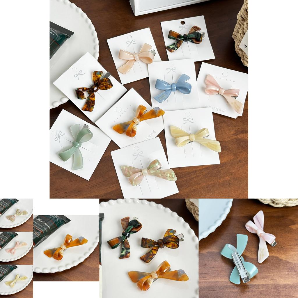 Chic Retro Acetate Hair Clips Featuring Bow Design For Effortless Style And Comfort