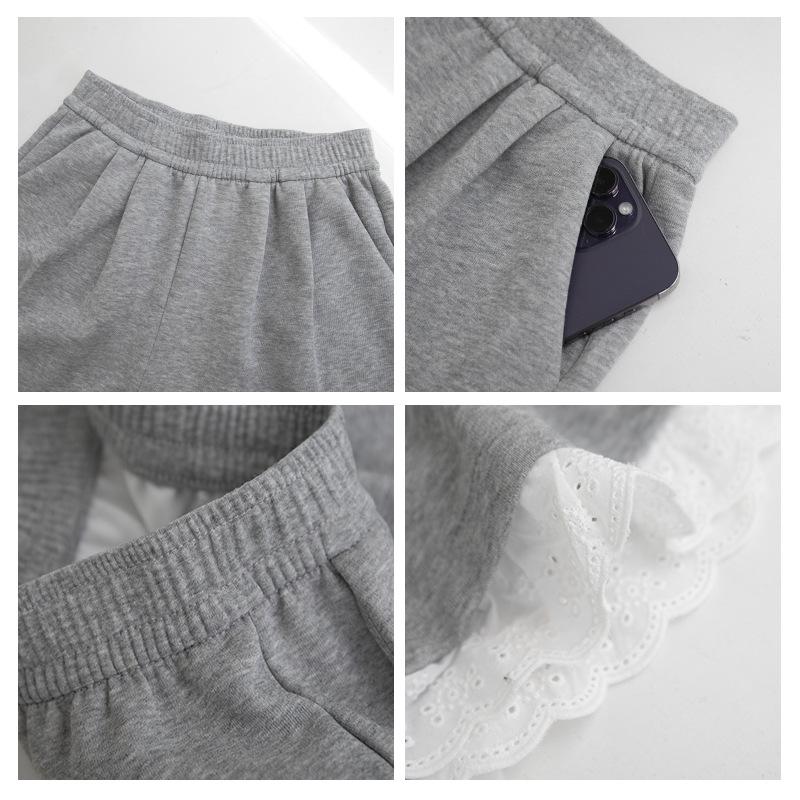 Lace Lace White Gray Shorts Summer High-waisted Slim Sports Pants Small A-line Casual Pants