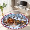Cute Christmas Day Gift Bell Santa Claus Snowman Christmas Tree round rug Home Soft Decorative Anti slip Chair Mat Carpet Outdoor Floor Mat Carpet 95