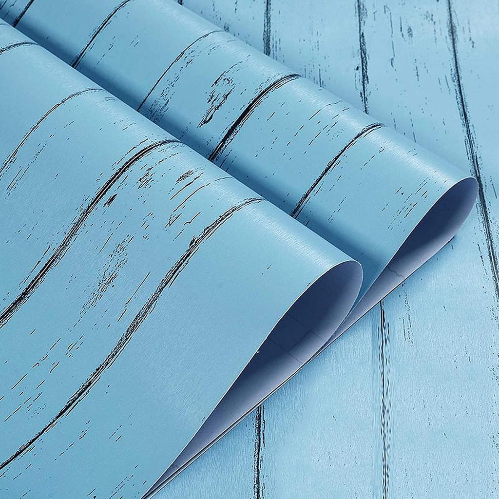 Blue Wood Grain Peel and Stick Wallpaper Wood Planks Removable Self-Adhesive Wall Paper Distressed Decorative Contact Paper