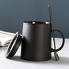 Retro Style Personalized Frosted Ceramic Mug Japanese Home Black Breakfast Cup with Lid and Spoon Office Mugs