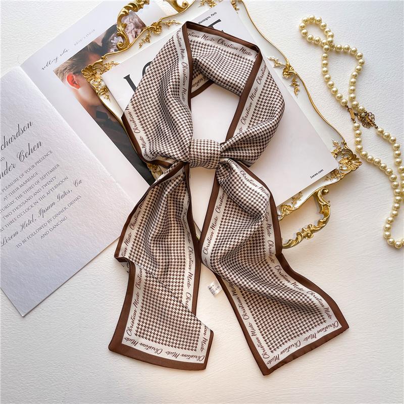 Women Luxury Design Print Silk Ribbon Female Foulard Floral Headband Neck Tie Bag Suit Scarf Hair Band Kerchief Neckerchief