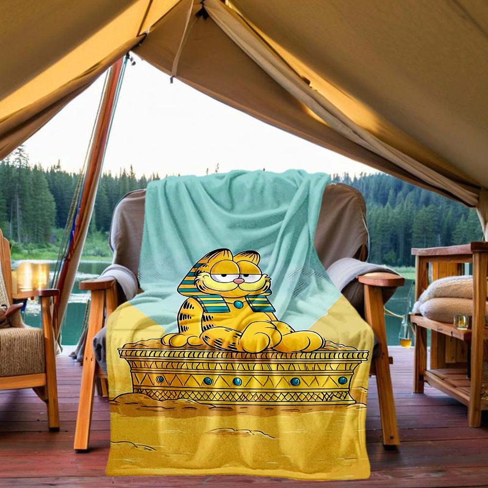 1PC Egyptian Garfield Outdoor Blanket Lightweight Flannel, Soft & Warm, All-Season Use for Sofa, Outdoor, Camping, Living Room, Office91