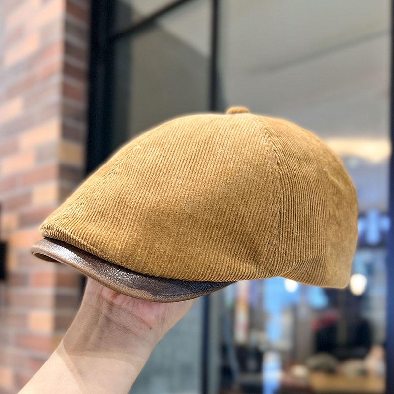 American Street Retro Fashion Forward Hat Men Autumn and Winter Corduroy Beret Women Versatile Face Showing Hat