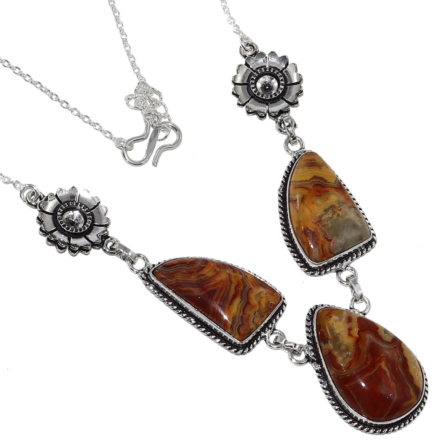

Ожерелье Crazy Lace Agate Gemstone Friend Jewelry 16-18