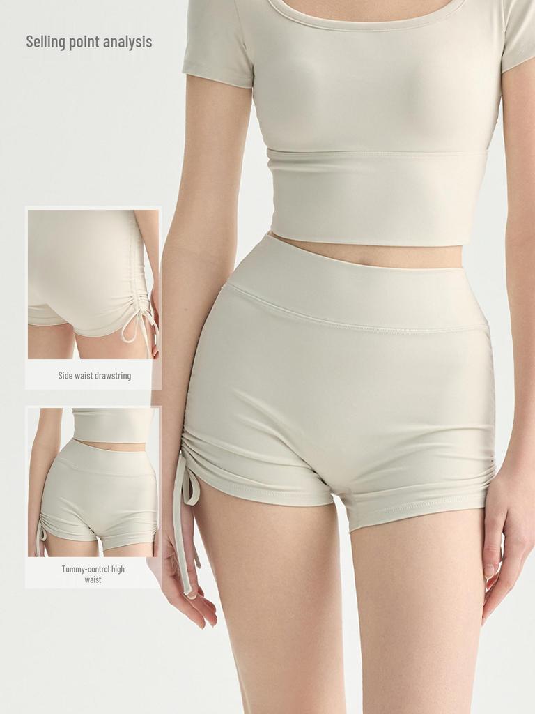 Women's High-Waisted Butt-Lift Yoga Shorts, Nude Feel, Three-Quarter Length
