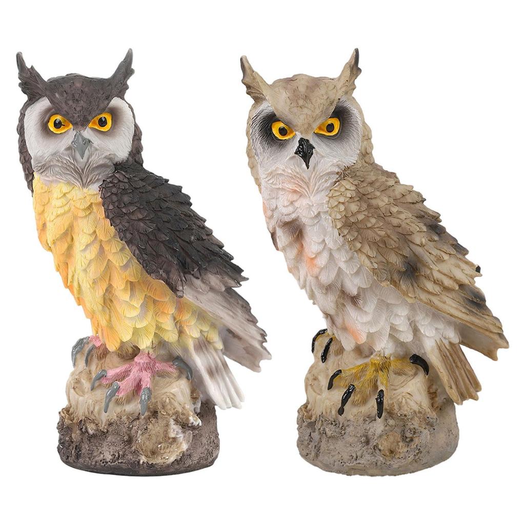 Resin Owl Statue, Farmhouse Figurine, Housewarming Gift, Collectible Figurine, Bird Sculpture for Garden Window,
