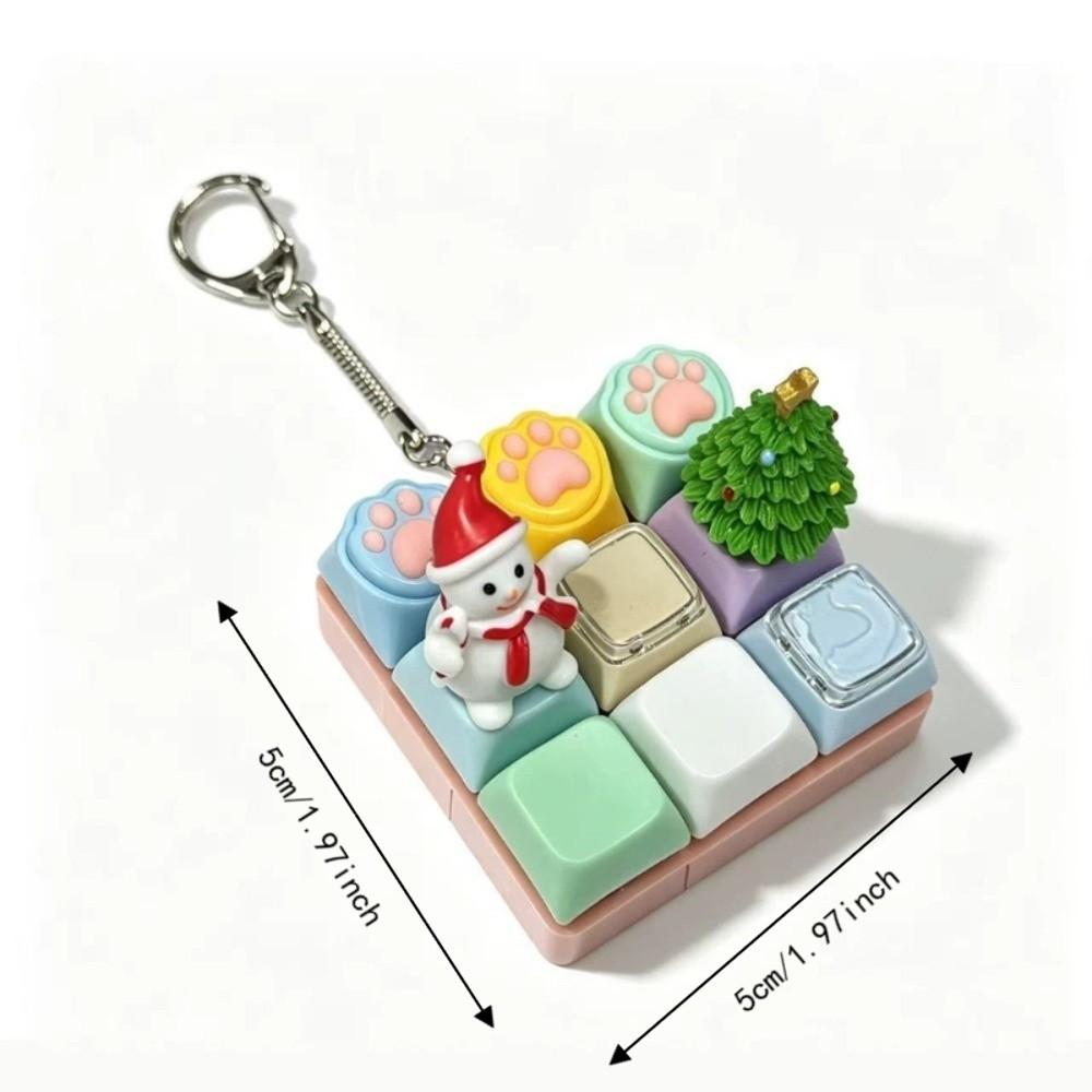 Cat Paw Keycap Fidget Keychain Christmas Snowman Fidget Button Keycap Pendant Office