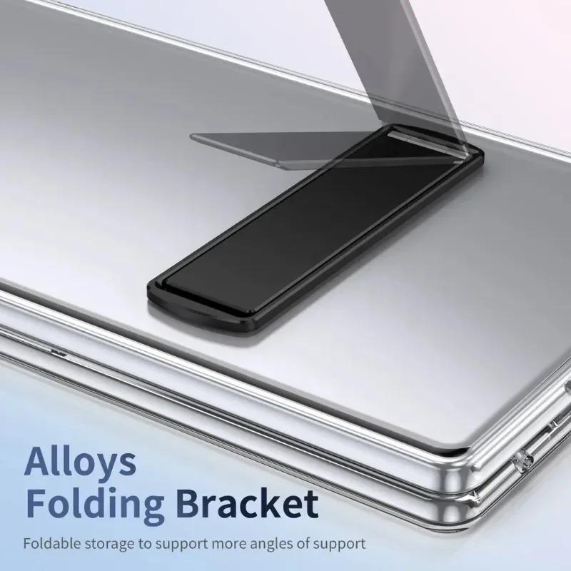 Simple Clear with Foldable Kickstand Phone Case for Samsung Galaxy Z Fold 7 6 5 4 3 Screen Protector Shockproof Protect Cover