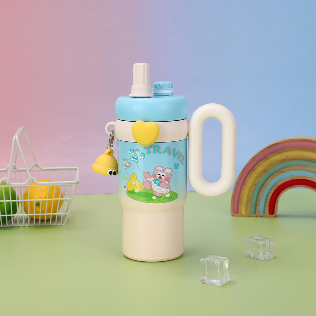 Mengka Rabbit Cartoon Large Capacity Bingba Cup 316 Stainless Steel Thermos Cup High Value Outdoor Portable Straw Water Cup
