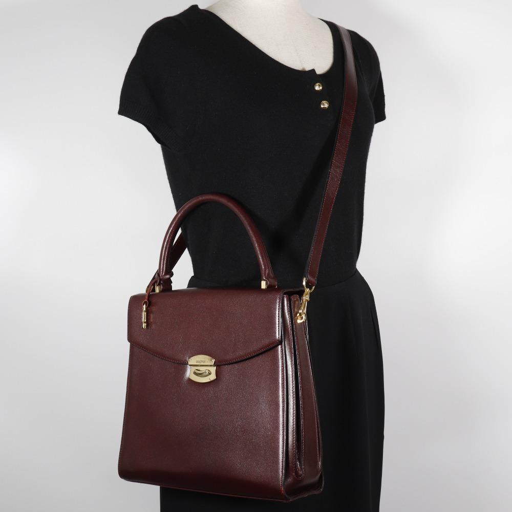 GOLD PFEIL 2WAYShoulder Handbag One Handle Bordeaux Calfskin Women Used
