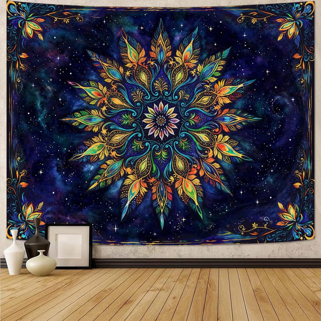 Orange Butterfly Moon Flower Tapestry Boho Floral Plant Tapestries For Bedroom Aesthetic Tapastry'S Wall Hanging Mandala