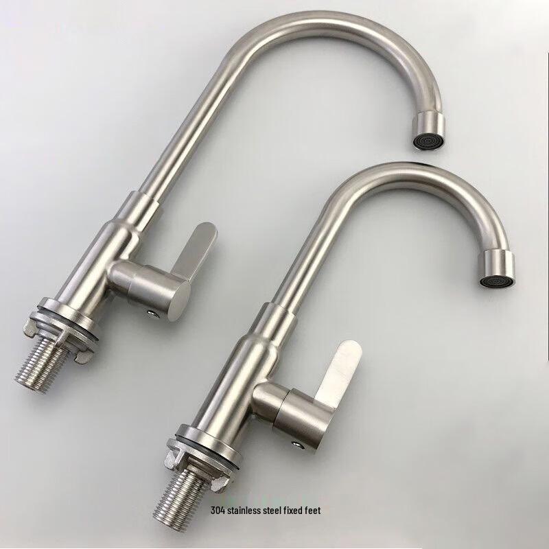Deyu 304 Stainless Steel Single Cold High-Arc Swivel Sink Faucet