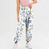 Damen-Sommer-Druck, elastische Taille, lockere, lässige Hose mit weitem Bein