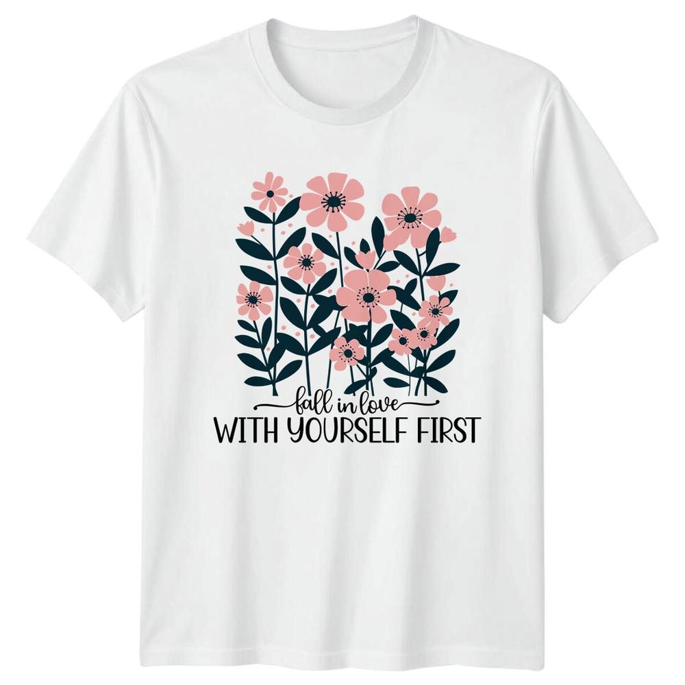 Fall In Love With Yourself First Floral Lake Nature TShirt S