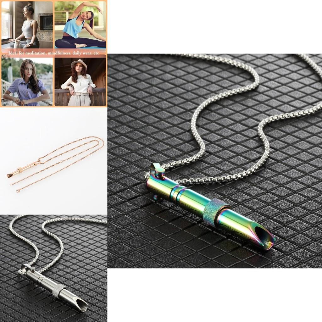 Stylish Stainless Steel Necklace Meditation Mindfulness Pendant Relieves Stress Breath Control
