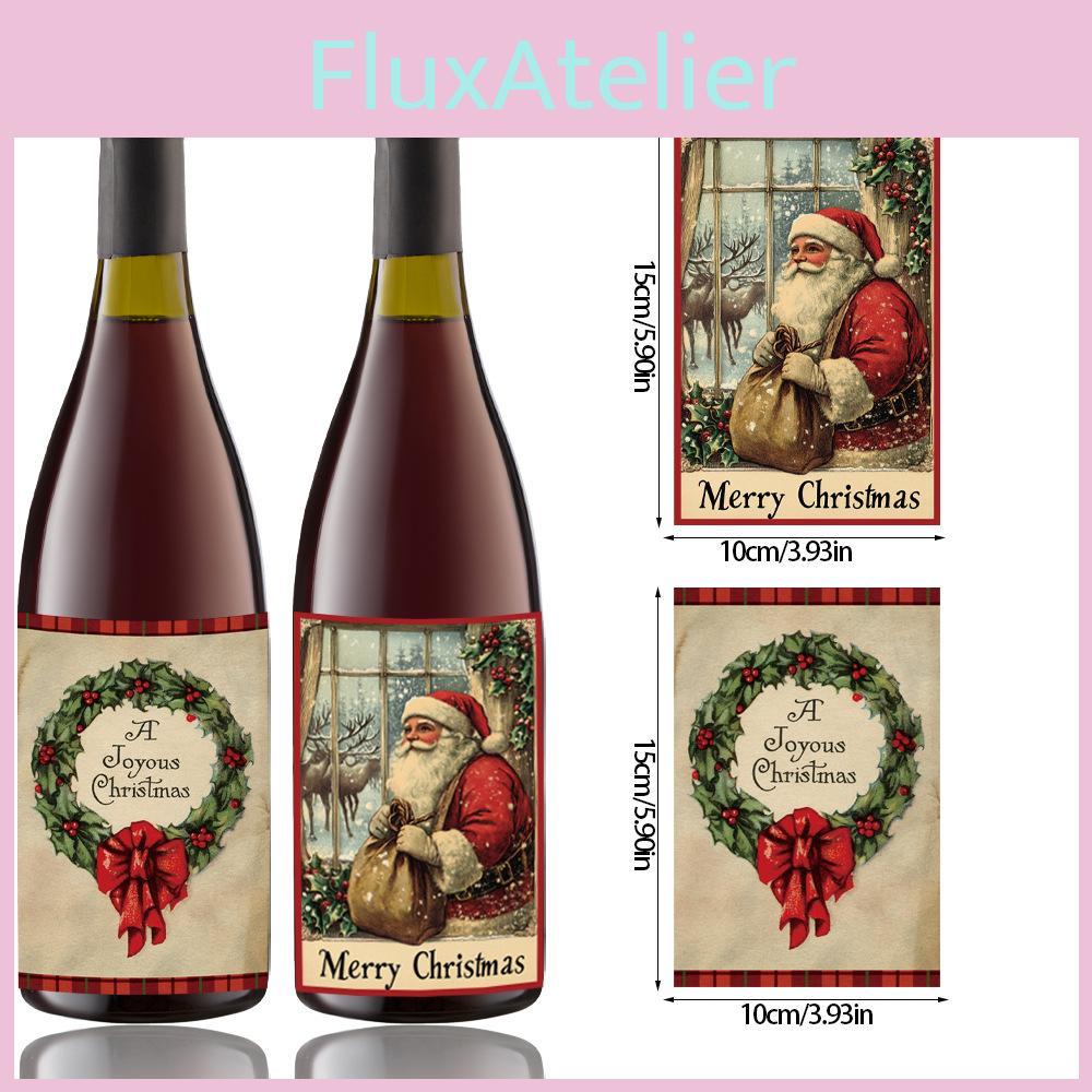Weihnachtsdekorative Weinflaschenetiketten mit Vintage-Design für Feiertags-Partydeko