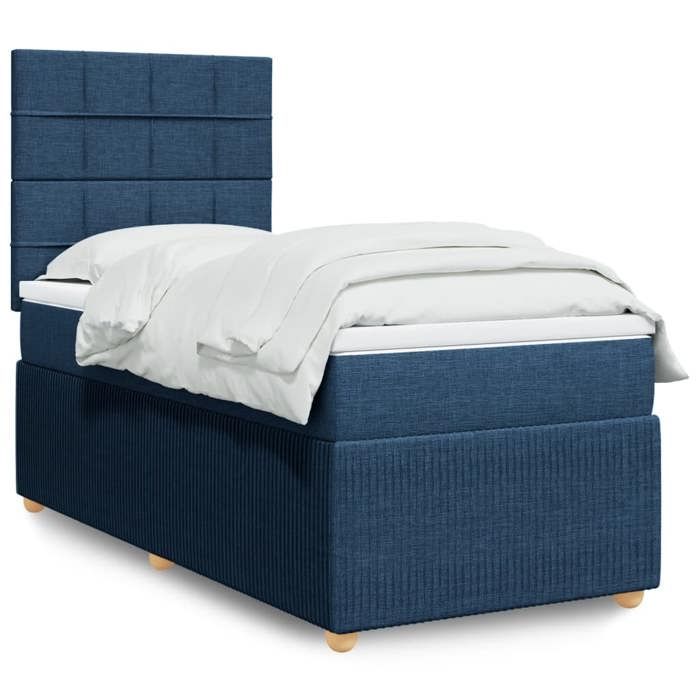 VidaXL Bed Slatted Base with Mattress Blue 90x200 Cm Fabric 3294245