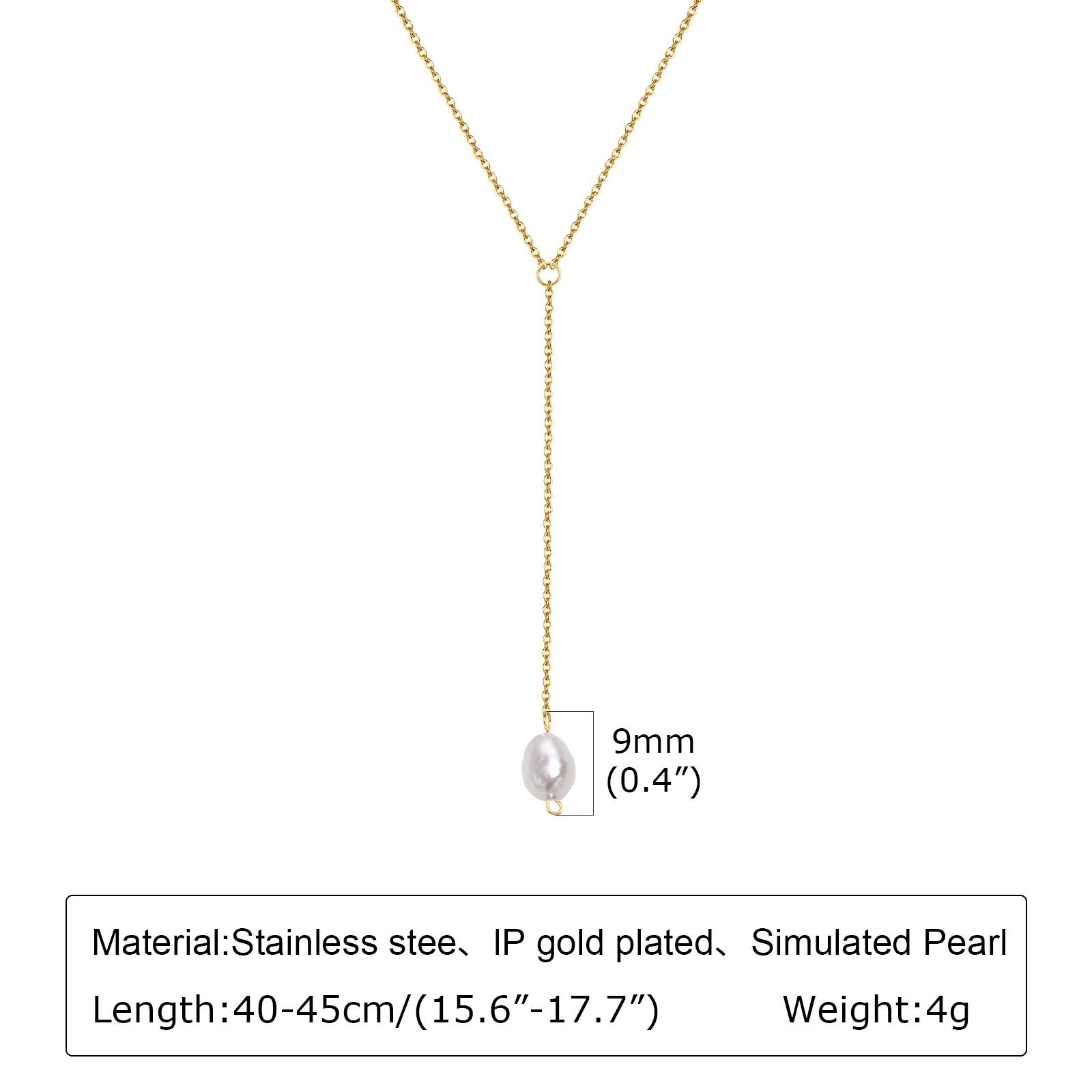

Stainless Steel Necklace,Flat Cross Imitation Pearl Tassel Chain,Gold Color Necklace for Women Clavicle Chain Party Jewelry