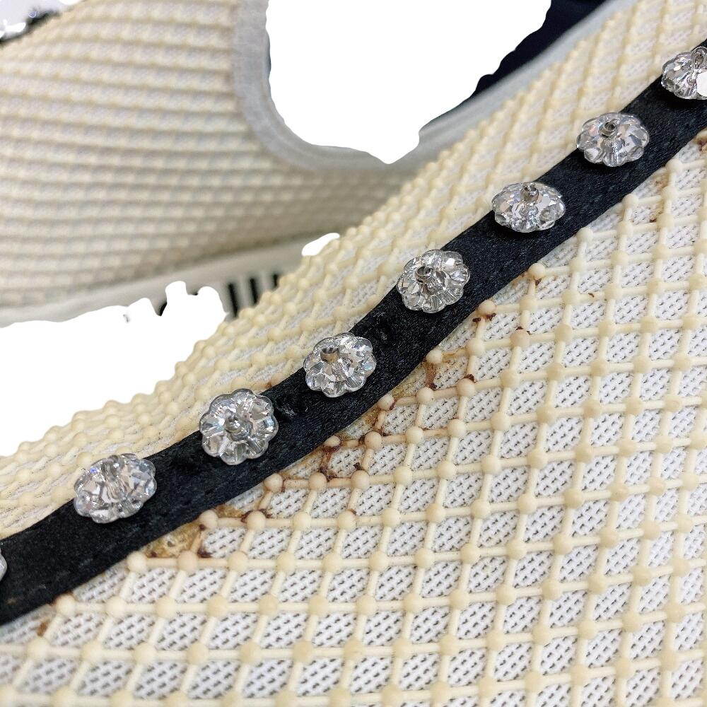 MIUMIU Crystal Bijou Leather Leather Slip-on Black Leather Used