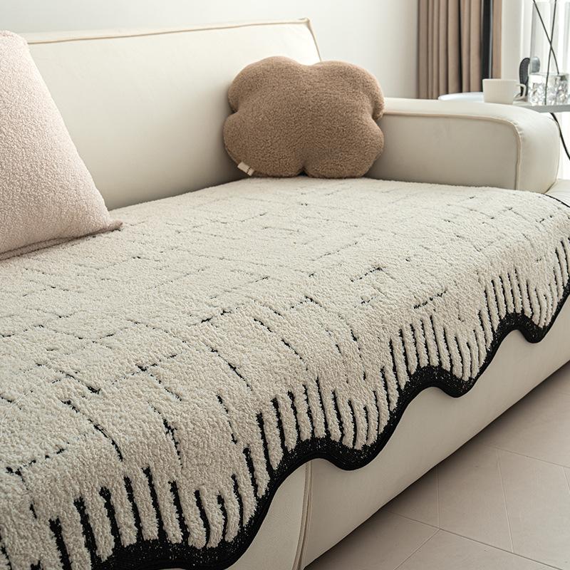 New Plush Sofa Cushion Autumn And Winter Advanced Sense One-Piece Straight Row Non-Slip Seat Cushion Sofa Cover Towel
