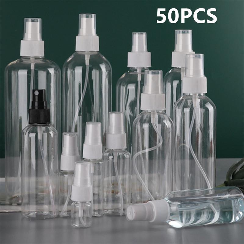 50 STÜCKE 10ml 30ml 50ml 100ml Tragbare Sprühflasche Leere Behälter Zerstäuberflasche Reise Parfümflasche Alkoholfasche
