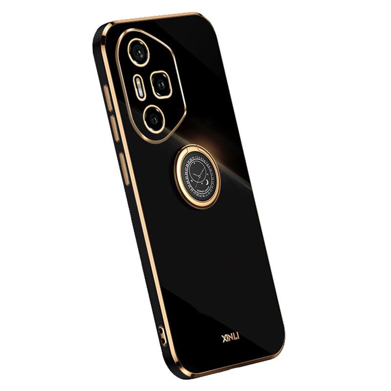 

XINLI Чехол для Honor 300 Pro с кольцом-подставкой, гальванизированный ТПУ чехол для телефона Black