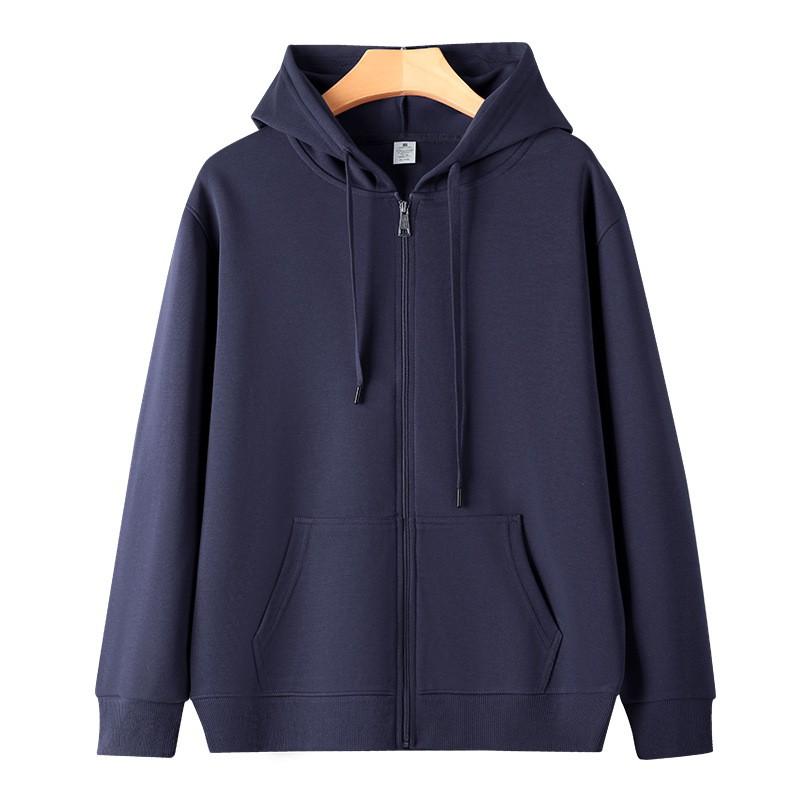 Womens 320g Cotton Blend Hooded Zip-Up Sweatshirt Loose Fit Casual Pullover