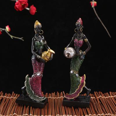 Schöne Miniatur-Mädchenstatue, attraktive Kunstharz-Dekoration