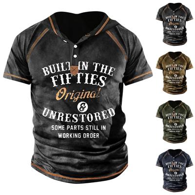 Men'S Printed T-Shirt Outdoor Street Short-Sleeved Hooded Button T-Shirt
