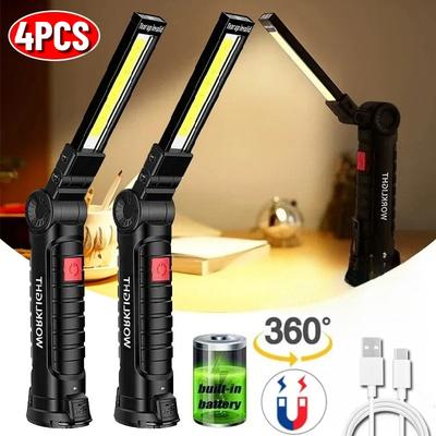 COB LED Tragbare Arbeitsleuchte Dimmbar USB Wiederaufladbar LED Taschenlampe Inspektionslampe Mit Magnetischem Haken Powerbank 18650 Batterie Taschenlampe