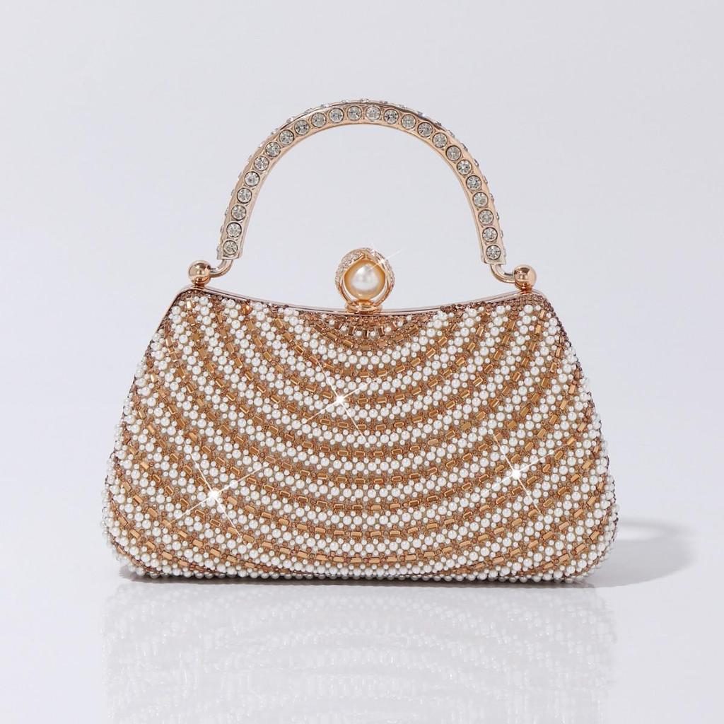 Elegant Pearl Rhinestone Crossbody Evening Bag for Women