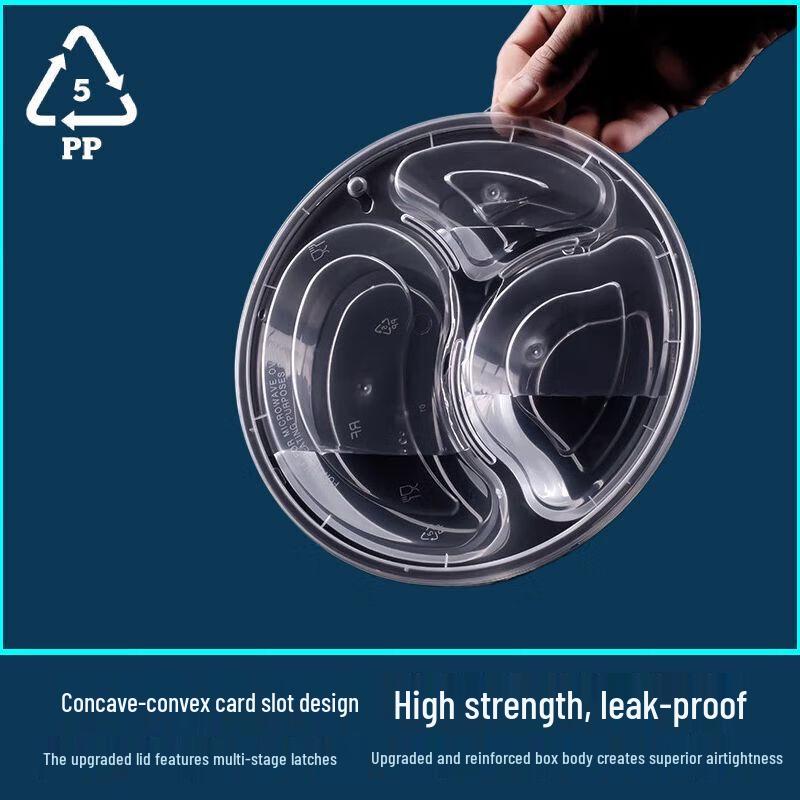 Einweg Runde 4-Fach Mahlzeit Vorbereitungsbehälter mit Deckeln, 1000ml, 150 Sets