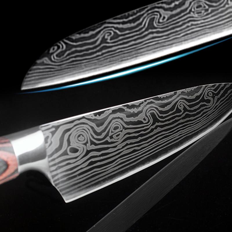 Women's Kitchen Knives - 3-piece Set of Damascus Steel Japanese Chef's Knife Stainless Steel Kitchen Knife Meat Cleaver