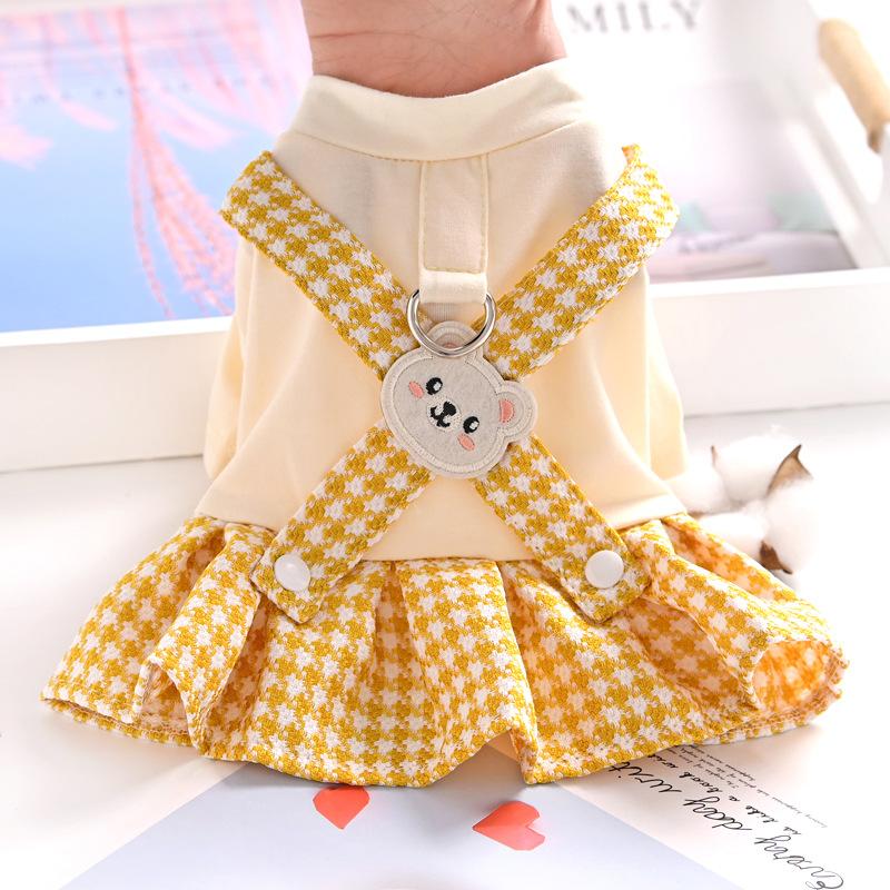 Pet cat teddy puppy dog clothes princess spring and autumn summer thin tractor strap skirt