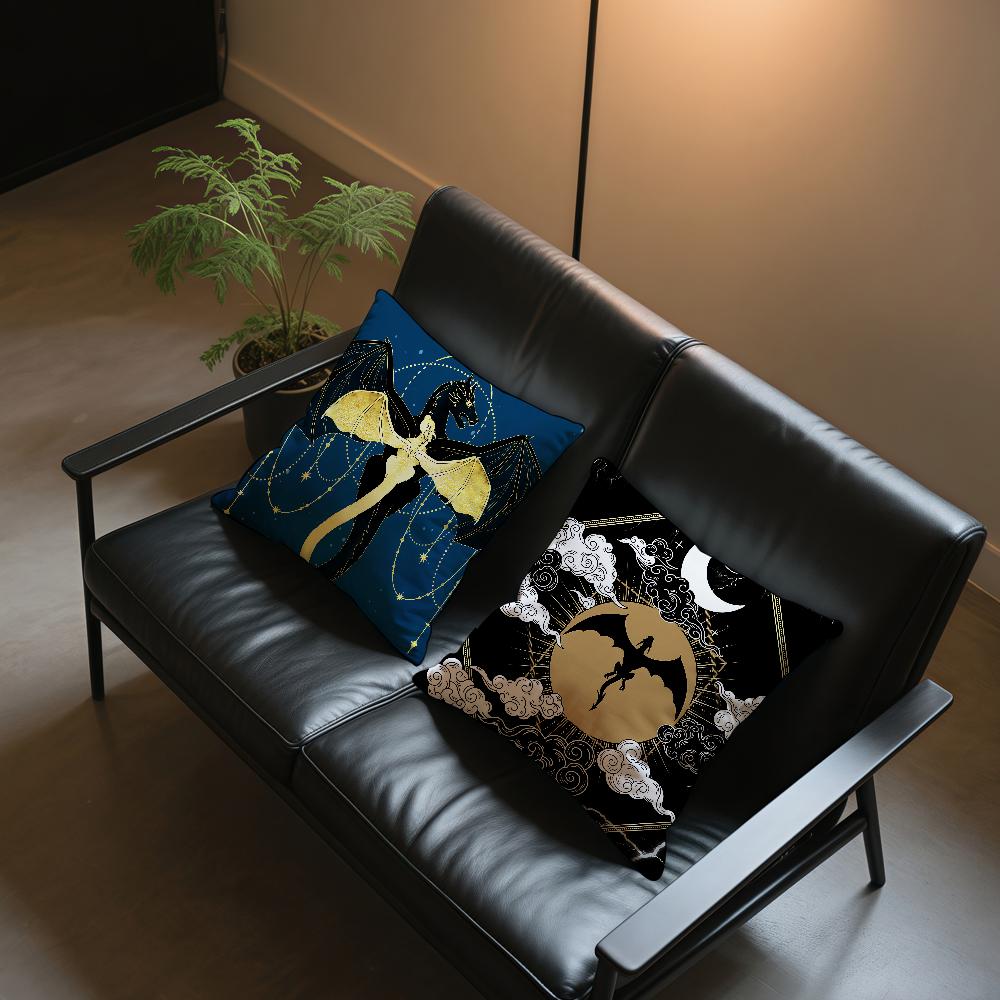Book Dragon Cool Art F-Fourth W-Wing Cushion Cover Soft Pillow Case For Sofa Living Room Home Office Decor Protective Covers