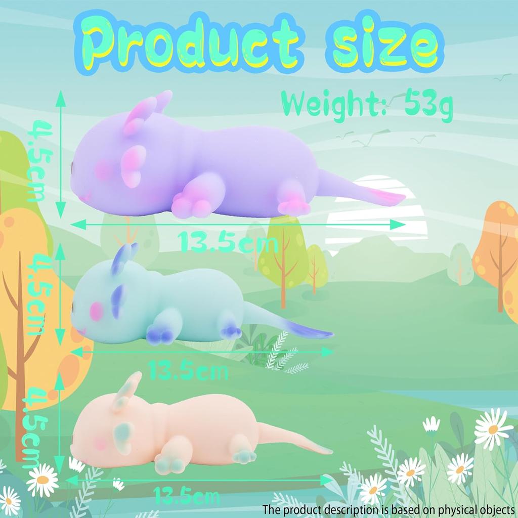 Axolotl Toy, Pull, Stretch and Squeeze Stress, Cute Fish Toy for Anxiety Relief, Birthday, Christmas, Office, Stocking Stuffer Gift, Toy Axolotl for