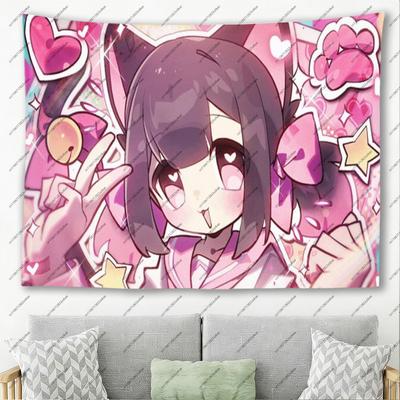 Pink Cat Ear Anime Girl Tapestry Y2K Aesthetic Wall Art Tapestry for Room Decoration Home Decor Background Tapestries