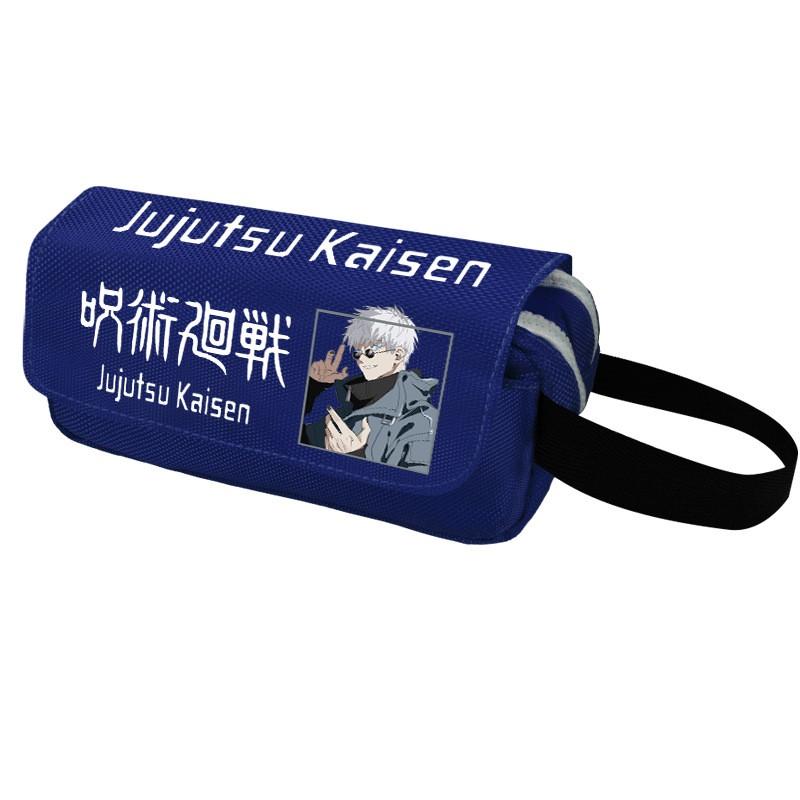 Anime Jujutsu Kaisen Pencil Case Double Zipper Large Capacity Canvas Stationery Organizer Students