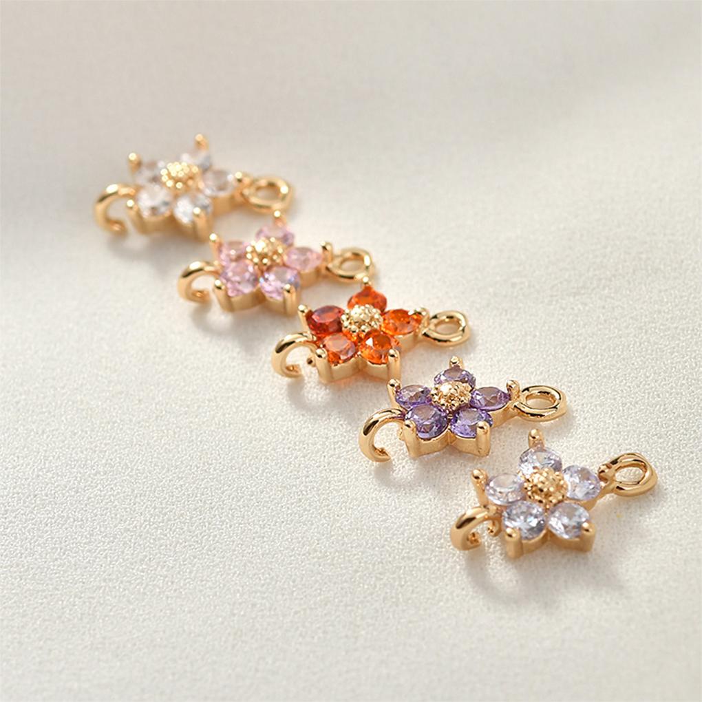 Crystal Zircon Flower Pendant Necklace DIY Delicate Pendants Jewelry Handicraft Finding for Hairclip Bracelet Brooch