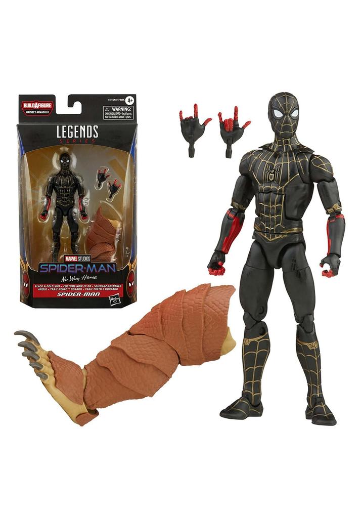 Hasbro Marvel Legends Series Movie No Way Black Gold Suit Action Figure F3019 Authentic Parts Included "Spider-Man Home" & Spider-Man 6-inch