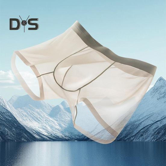 Men Boxer Underwear Elastic Mid-Waist Design U-Convex Thin Perspective Shorts Briefs Seamless Panties Daily Wear