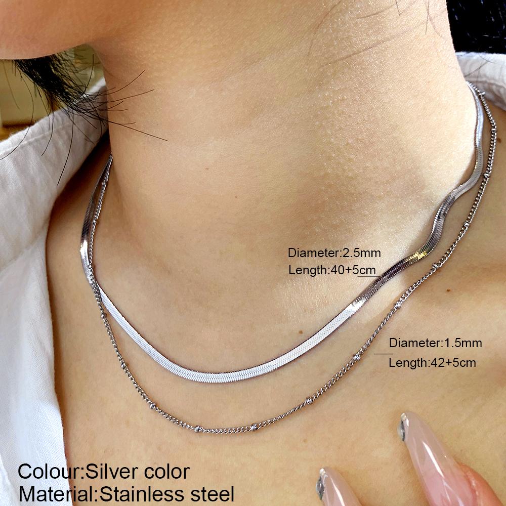 New 2025 Stainless Steel Double Layered Stacking Chain Necklace Women Woman's Choker Jewelry Necklace for Women